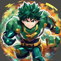 A Pokémon-styled epic portrait of Midoriya Izuku from My Hero Academia.