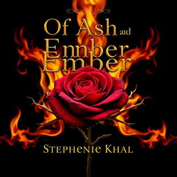 An aesthetically pleasing and captivating cover for 'Of Ash and Ember' by Stephanie Khal
