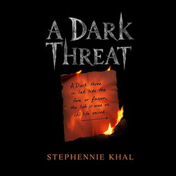 A chilling and atmospheric book cover for 'A Dark Threat' by Stephanie Khal