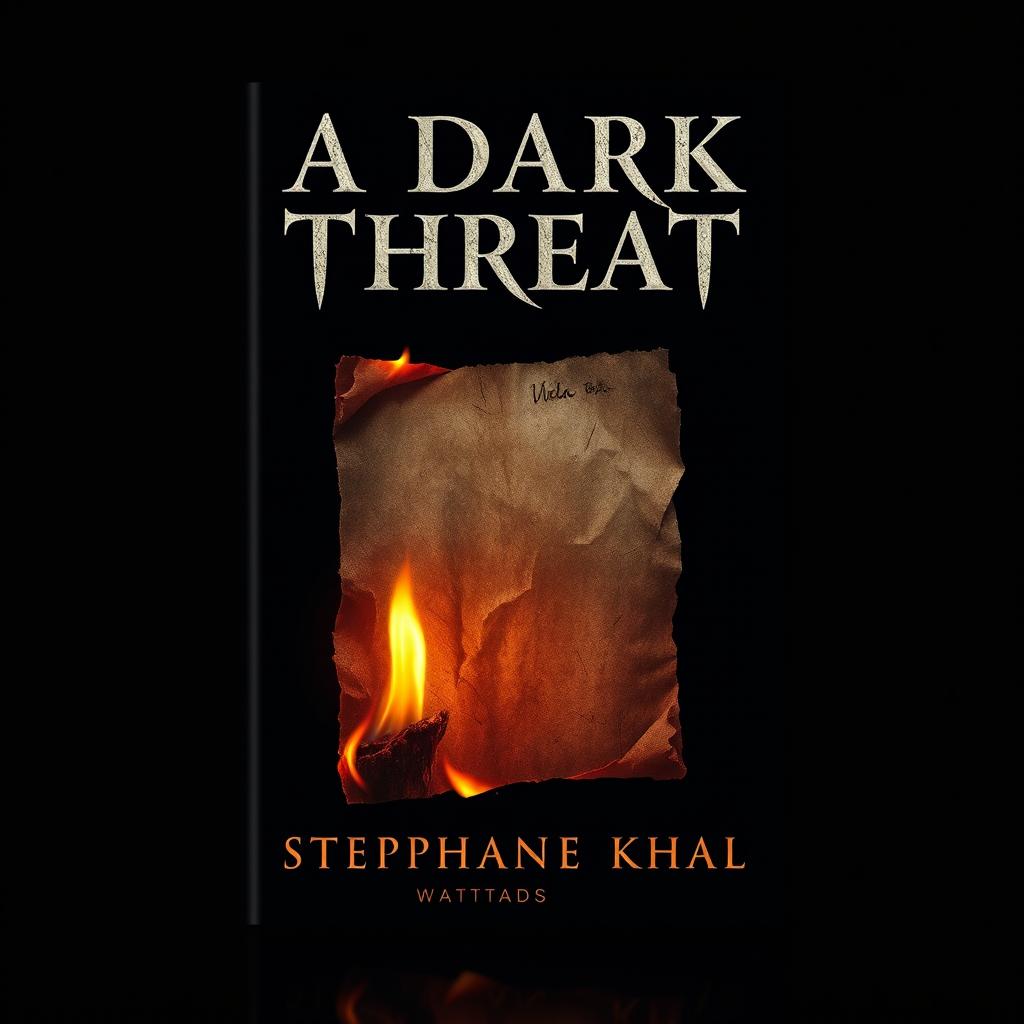 A chilling and atmospheric book cover for 'A Dark Threat' by Stephanie Khal