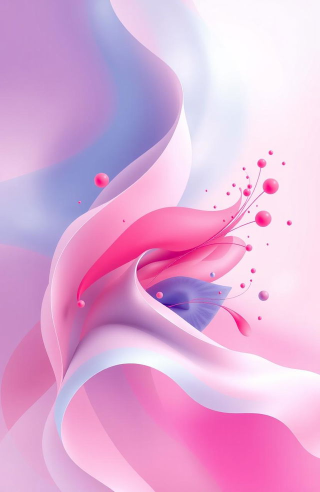 An abstract representation inspired by the concept of 'jati diri' (identity) with flowing organic shapes that blend shades of pink and blue