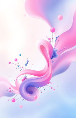 An abstract representation inspired by the concept of 'jati diri' (identity) with flowing organic shapes that blend shades of pink and blue