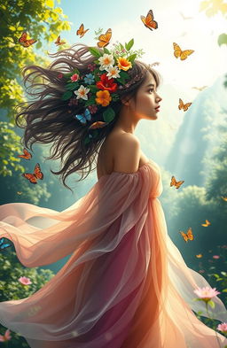 A dreamy landscape depicting the essence of individuality and self-identity in a serene environment