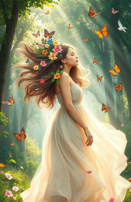 A dreamy landscape depicting the essence of individuality and self-identity in a serene environment