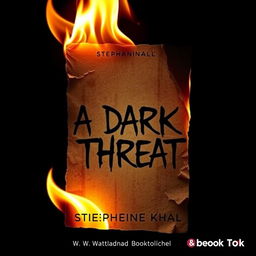 A haunting and captivating book cover for 'A Dark Threat' by Stephanie Khal