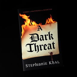 A horror-themed book cover titled 'A Dark Threat' by Stephanie Khal