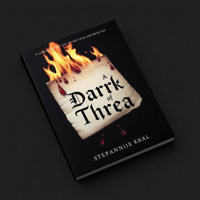 A horror-themed book cover titled 'A Dark Threat' by Stephanie Khal