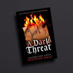 A horror-themed book cover titled 'A Dark Threat' by Stephanie Khal