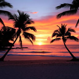A breathtaking sunset at Nihiwatu Beach, showcasing vibrant hues of orange, pink, and purple lighting up the sky