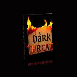 A horror-themed book cover titled 'A Dark Threat' by Stephanie Khal