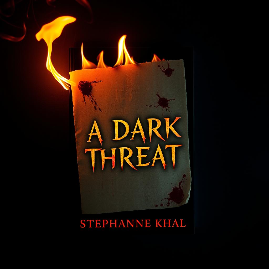 A horror-themed book cover titled 'A Dark Threat' by Stephanie Khal