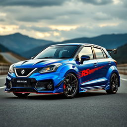 A sleek modified 2023 Suzuki Baleno featuring a sporty RS racing kit