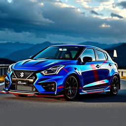 A sleek modified 2023 Suzuki Baleno featuring a sporty RS racing kit