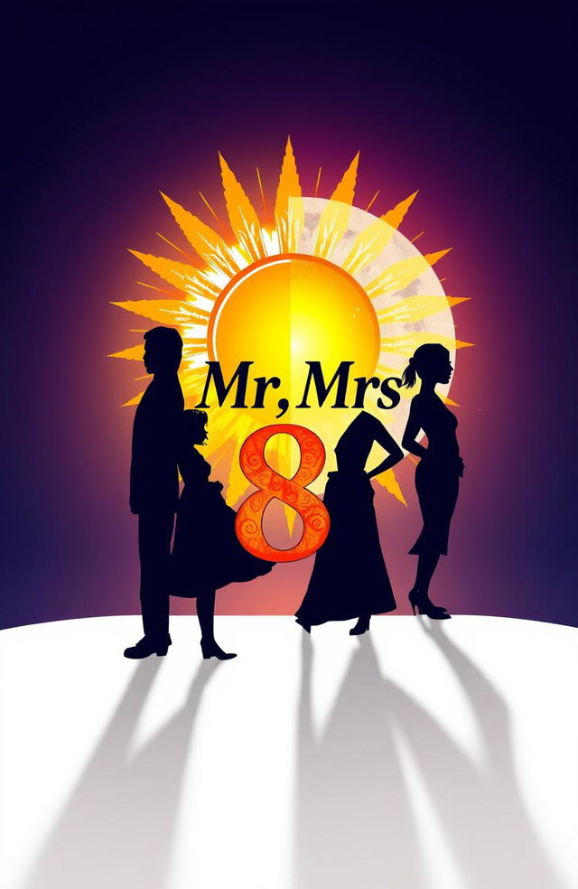 An artistic illustration featuring the text 'Mr, Mrs 8' prominently displayed in the center