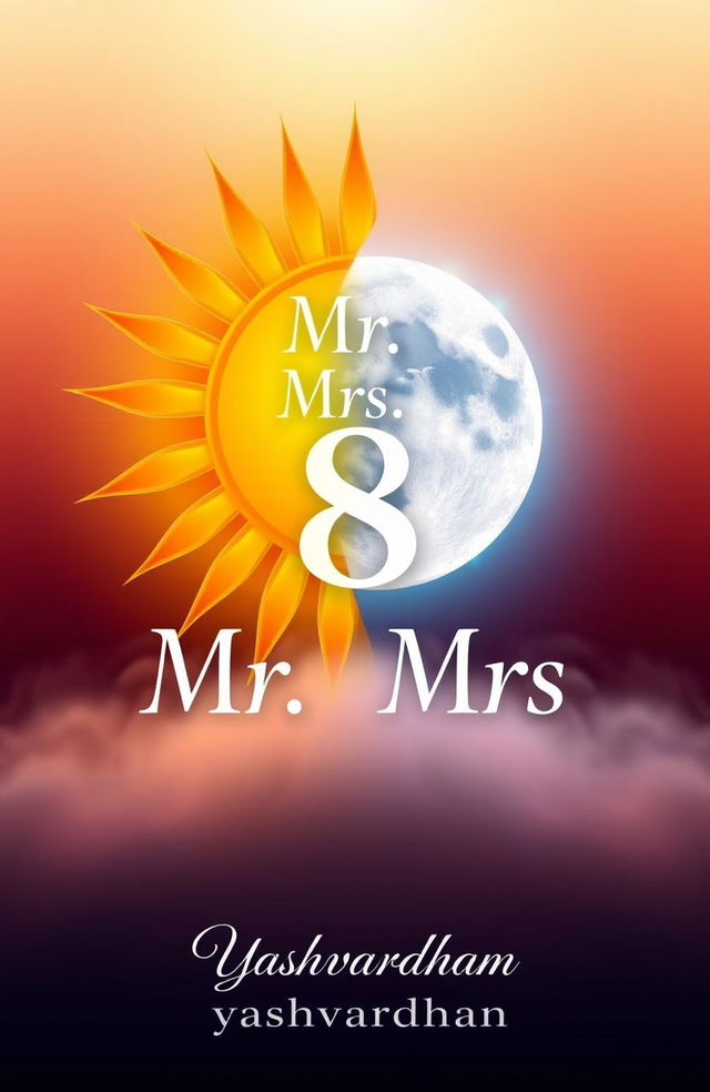 An artistic representation of the title 'Mr, Mrs 8' prominently displayed at the center