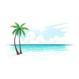 A simple and bright illustration of Nihiwatu Beach, capturing its stunning white sands and crystal clear turquoise waters