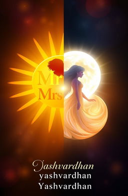 A creative and symbolic representation of the text 'Mr, Mrs 8' visually divided in the center