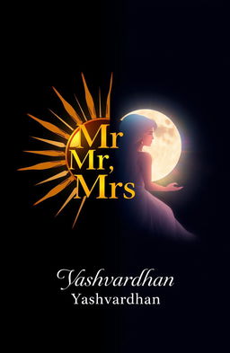 A creative and symbolic representation of the text 'Mr, Mrs 8' visually divided in the center