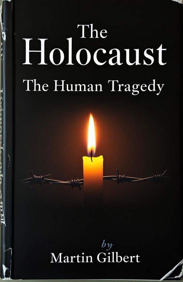 A haunting yet respectful book cover for 'The Holocaust: The Human Tragedy by Martin Gilbert'