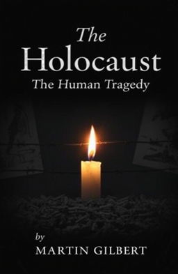 A haunting yet respectful book cover for 'The Holocaust: The Human Tragedy by Martin Gilbert'