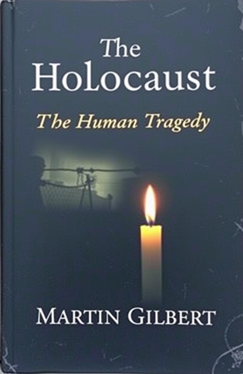 A haunting yet respectful book cover for 'The Holocaust: The Human Tragedy by Martin Gilbert'