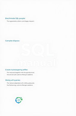 A basic SQL manual, featuring a clean and organized layout with sections covering topics like 'Introduction to SQL', 'Creating and Managing Databases', 'Using SQL Queries', 'Working with Tables', 'Data Manipulation', and 'Common SQL Functions'