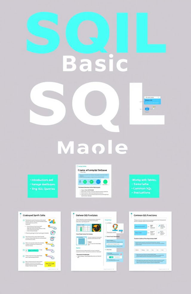 A basic SQL manual, featuring a clean and organized layout with sections covering topics like 'Introduction to SQL', 'Creating and Managing Databases', 'Using SQL Queries', 'Working with Tables', 'Data Manipulation', and 'Common SQL Functions'