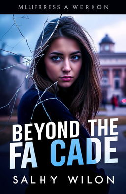 A captivating book cover for "Beyond the Facade" featuring a contemplative young woman