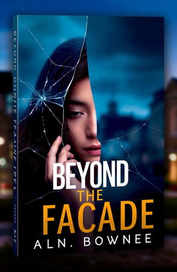 A captivating book cover for "Beyond the Facade" featuring a contemplative young woman
