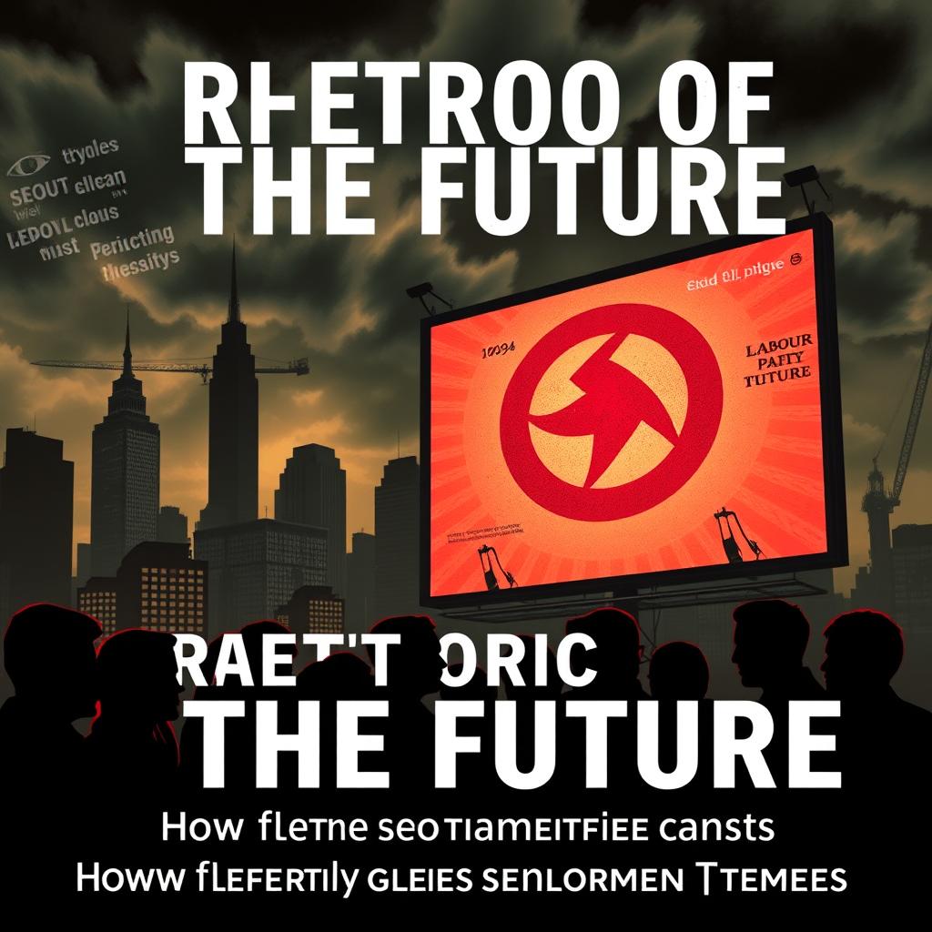 A thought-provoking book cover for 'Rhetoric of the Future: How the Labour Party Echoes Orwellian Themes'