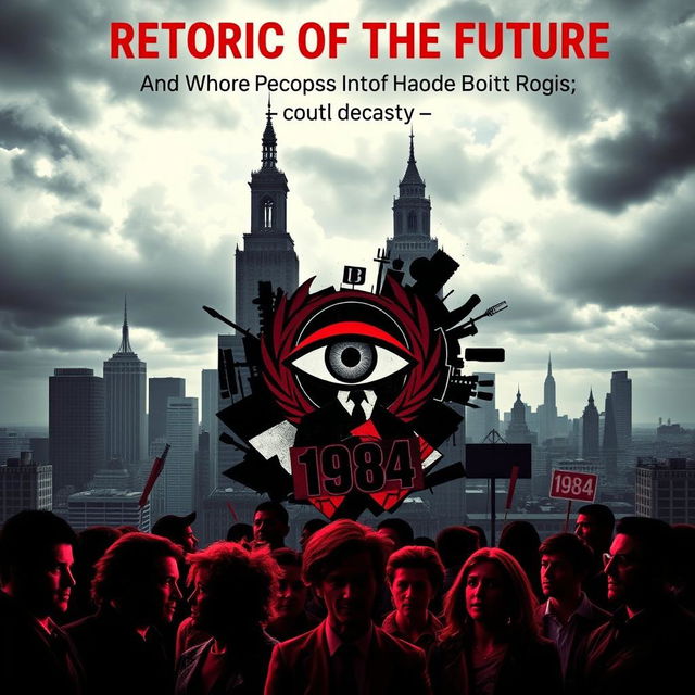 A thought-provoking book cover for 'Rhetoric of the Future: How the Labour Party Echoes Orwellian Themes'