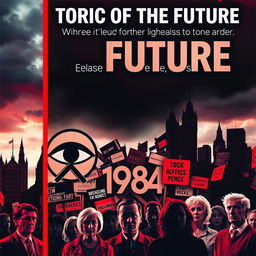 A thought-provoking book cover for 'Rhetoric of the Future: How the Labour Party Echoes Orwellian Themes'