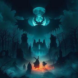 A visually striking and eerie representation of Morvak menakutkan, featuring ominous shadows, ethereal landscapes, and mysterious figures