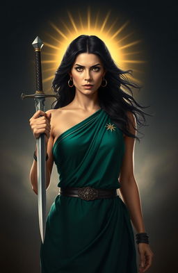 In a powerful portrait of Alkmini, she stands prominently at the center, radiating strength and determination