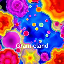 A visually engaging artistic representation of the Gram staining process specifically applied to curd