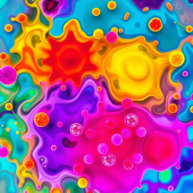 A visually engaging artistic representation of the Gram staining process specifically applied to curd