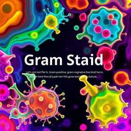 A visually engaging artistic representation of the Gram staining process specifically applied to curd