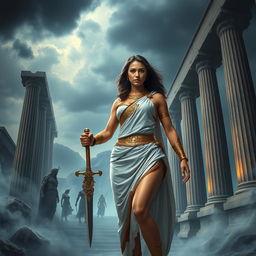 Alkmini stands boldly in the center, exuding confidence and strength