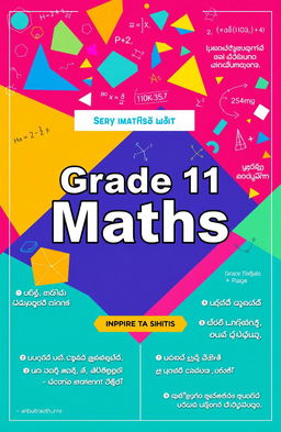 A vibrant and informative poster for a Grade 11 Mathematics class, featuring Sinhala text prominently displayed