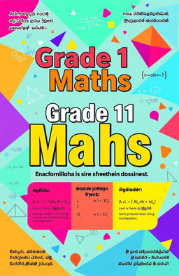 A vibrant and informative poster for a Grade 11 Mathematics class, featuring Sinhala text prominently displayed