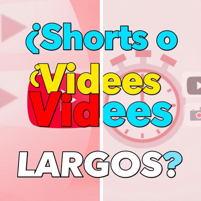 A captivating thumbnail for a YouTube video about monetizing a channel, featuring bold and eye-catching text saying "¿Shorts o Videos LARGOS?" in vibrant colors