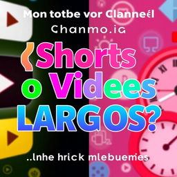A captivating thumbnail for a YouTube video about monetizing a channel, featuring bold and eye-catching text saying "¿Shorts o Videos LARGOS?" in vibrant colors