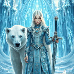 A stunning white-haired fantasy princess standing confidently from the front