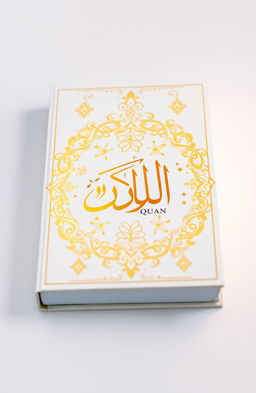 A stunning book cover design featuring an off-white background with intricate golden patterns inspired by traditional Arabic calligraphy