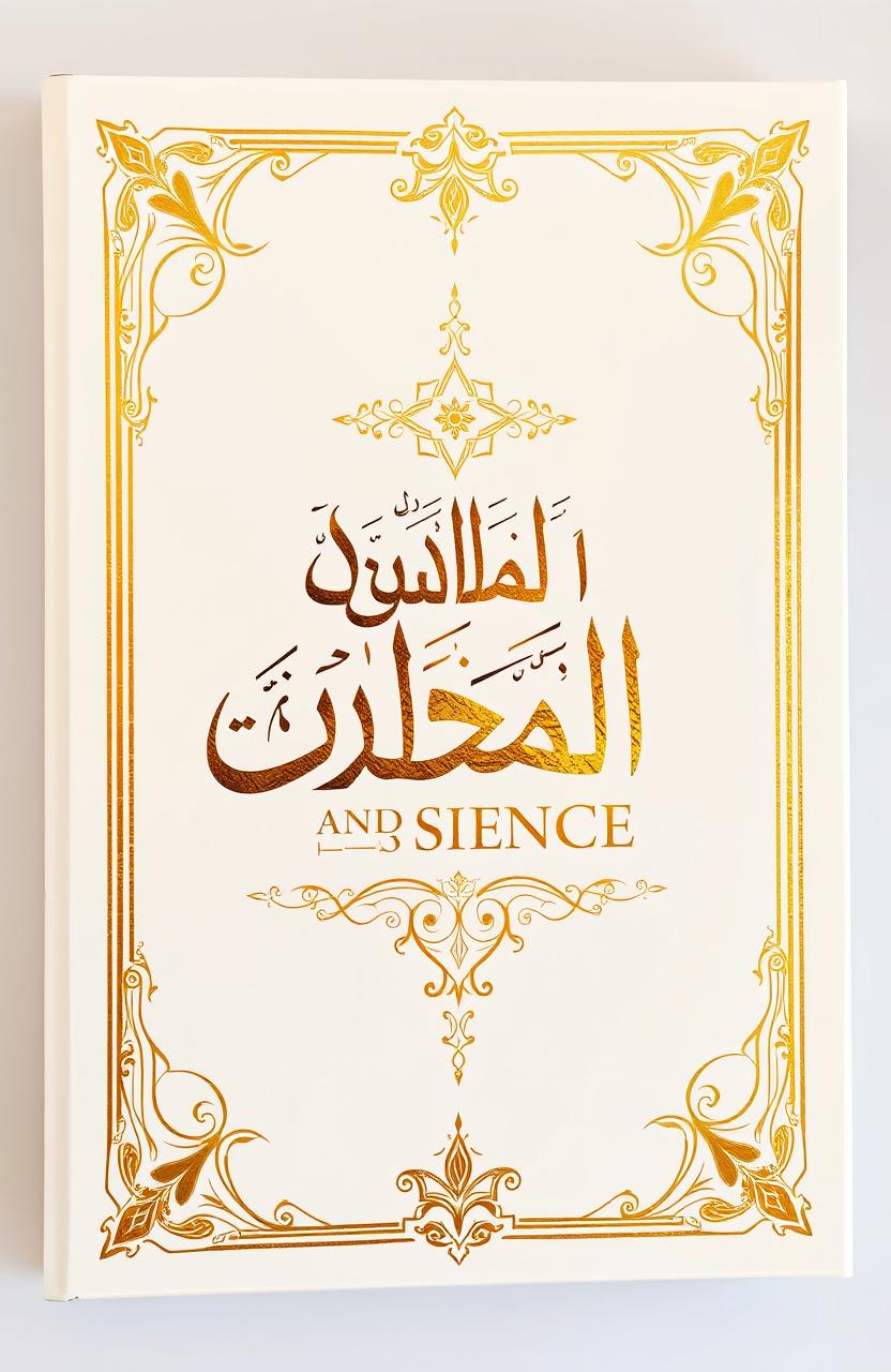 An elegant book cover design for an Arabic book titled 'Quran and Science'