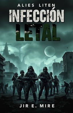 A dramatic and realistic book cover for a zombie apocalypse theme