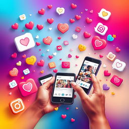 A vertical A4 image that immerses viewers in the vibrant universe of Instagram and social media engagement