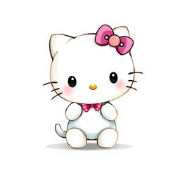 Hello Kitty as an animal character in a Disney-Pixar style, designed in a cute chibi style, depicted in full body
