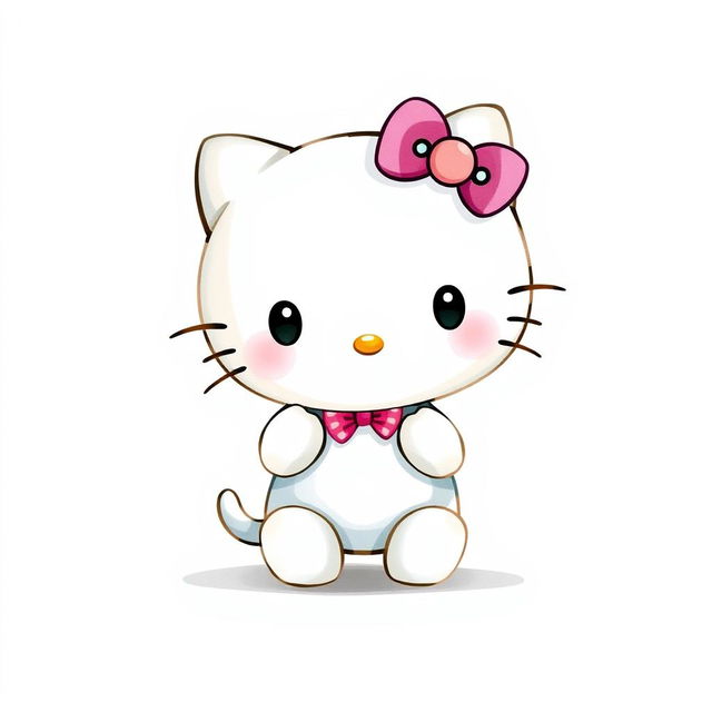 Hello Kitty as an animal character in a Disney-Pixar style, designed in a cute chibi style, depicted in full body