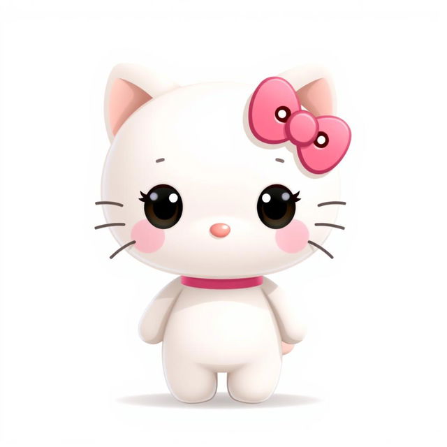 A full-body illustration of Hello Kitty designed in an animal shape, featuring a Disney Pixar style with cute chibi characteristics